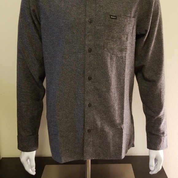 MEN'S RVCA GREY GET RHYTHM LONG SLEEVE BUTTON DOWN - Picture 3 of 3